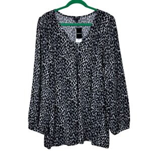 NEW Torrid Studio Knit V‎ Neck Puff Long Sleeve Cheetah Top Womens Plus Size 4X